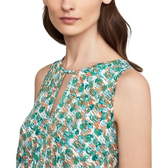 NWT BCBGMAXAZRIA Printed Keyhole-Cutout Woman Romper Sea-Sha-La-La Green Size S - Picture 2 of 11